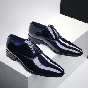 DECARSDZ Men's Faux Patent Leather Classic Lace-up Formal Oxford Tuxedo Dress Shoes