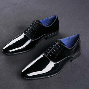 DECARSDZ Men's Faux Patent Leather Classic Lace-up Formal Oxford Tuxedo Dress Shoes